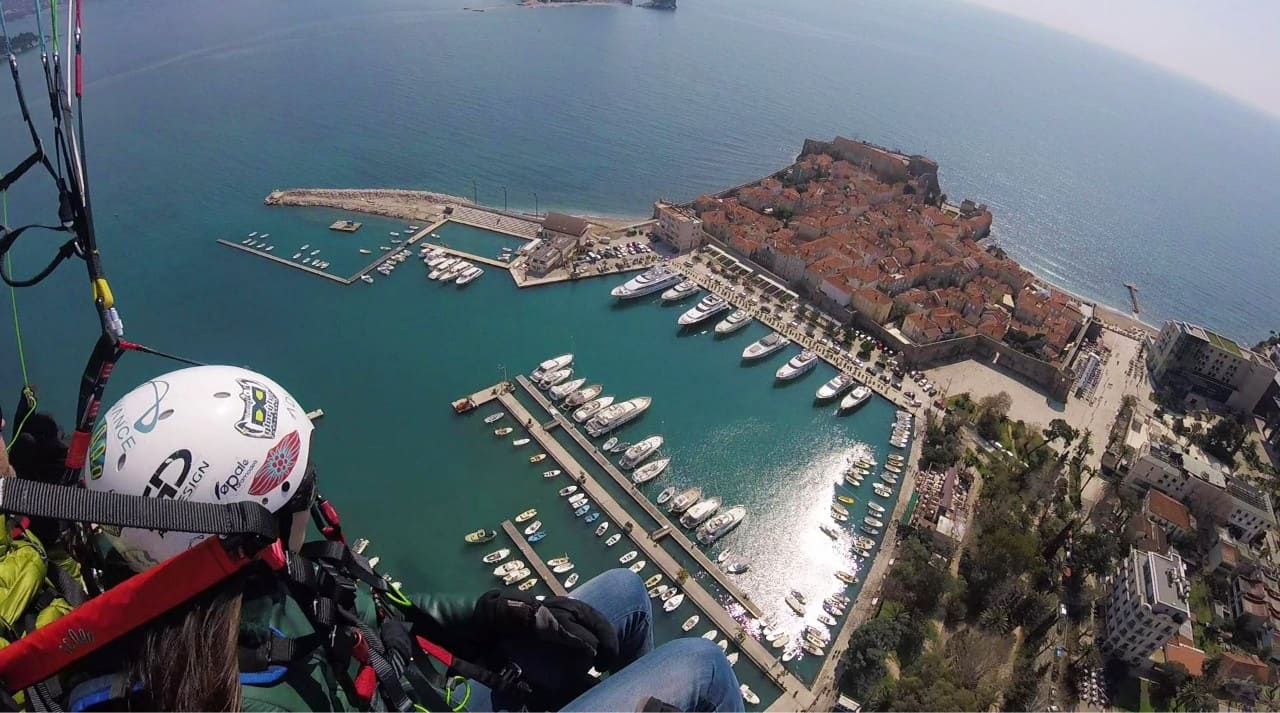 paragliding montenegro budva oldtown